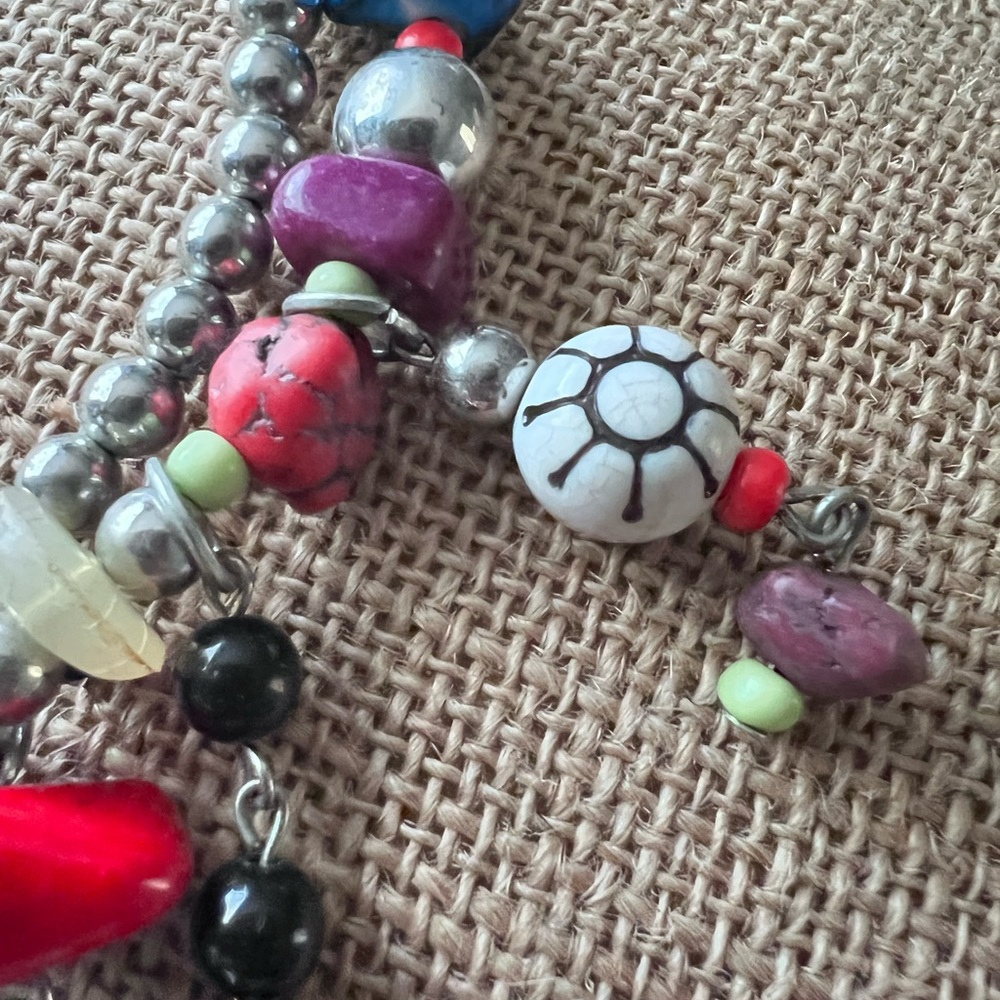 Memory Wire Boho Chocker Dangling Necklace Glass … - image 8